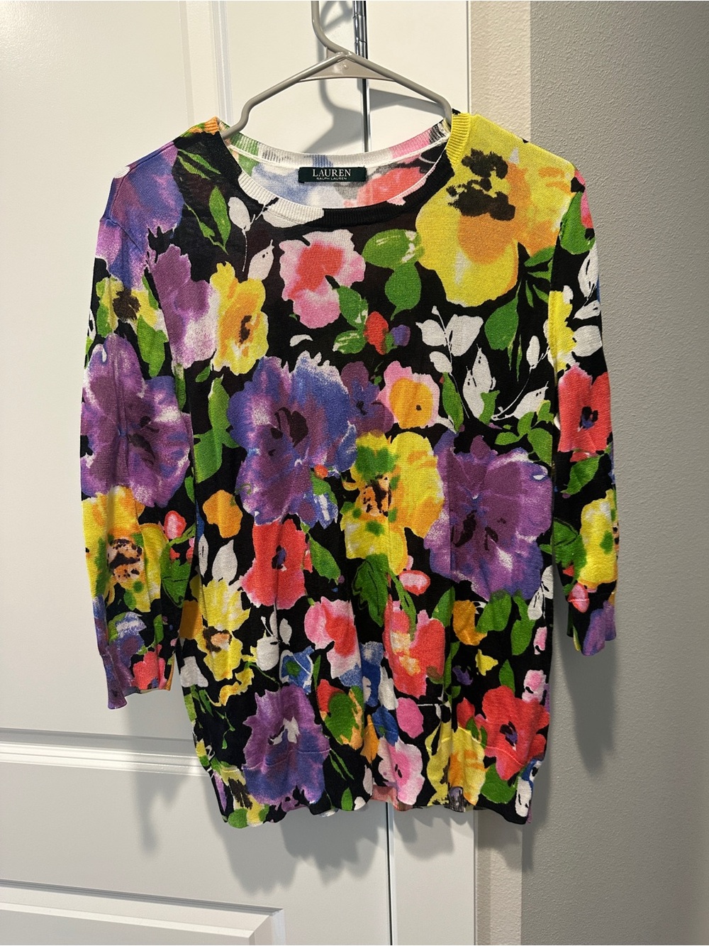 Lauren Ralph Lauren Women’s Floral 3/4 Sleeve Top L